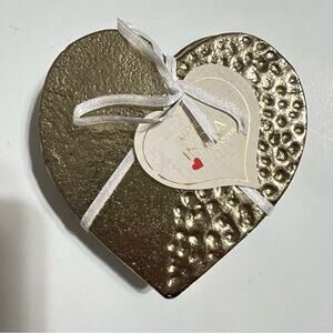 Gold 4 Piece Set of Heart Shaped Metal Coasters